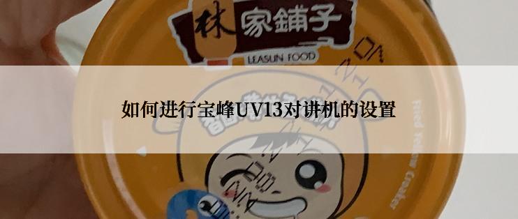 如何进行宝峰UV13对讲机的设置