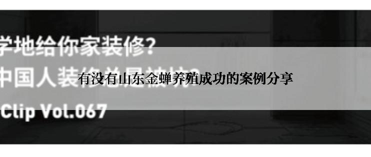 有没有山东金蝉养殖成功的案例分享