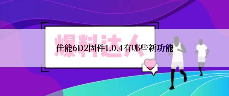 佳能6D2固件1.0.4有哪些新功能