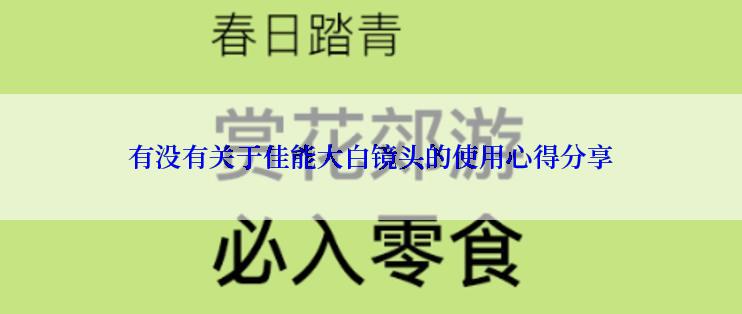 有没有关于佳能大白镜头的使用心得分享